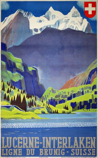 Lucerne-Interlaken - The Brunig Line - Switzerland original poster designed by Baumberger, Otto (1889-1960)