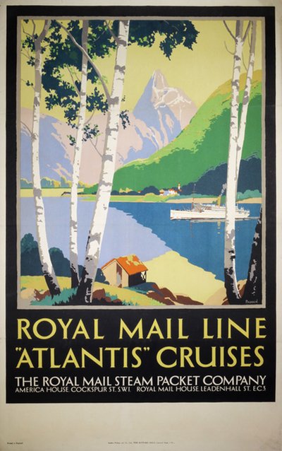 Royal Mail - Atlantis Cruises Norway original poster designed by Padden, Percy (1885-1965)