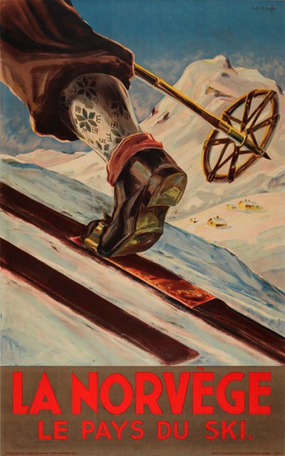 La Norvege - Le pays de ski original poster designed by Dagfin Th. Hanssen
