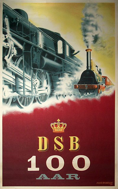 DSB 100 AAR original poster designed by Rasmussen, Aage (1913-1975)