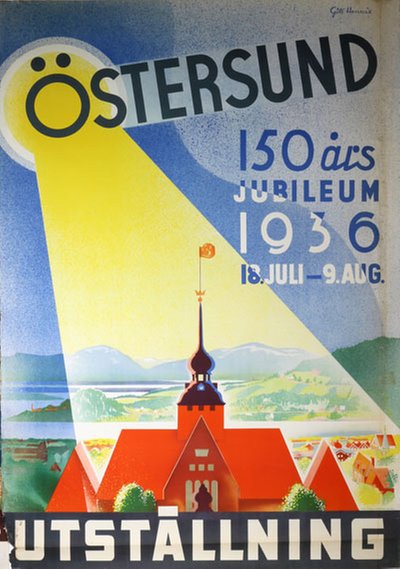Östersund 150års Jubileum 1936 original poster designed by Hennix, Göte (1902-1997)