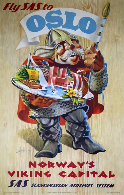 Oslo Norway - Viking Capital original poster designed by Yran, Knut (1920-1998)