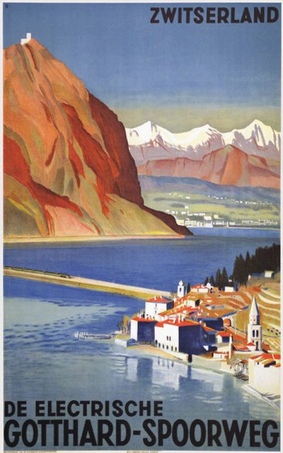 Zwitserland - De Electrische Gotthard-Spoorweg original poster designed by Baumberger, Otto (1889-1961)
