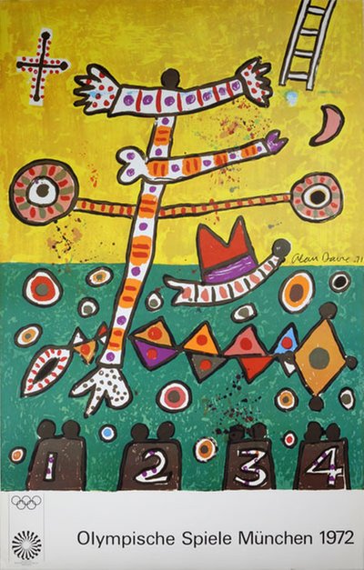 Olympische-Spiele-München 1972 original poster designed by Alan Davie