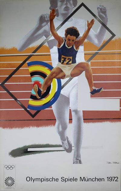 Olympische-Spiele-München 1972 original poster designed by Peter Philips