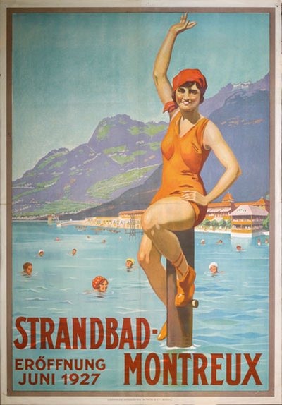 Strandbad Montreux 1927 original poster 