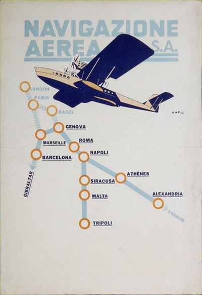 Navigazione Aerea S.A. original poster designed by CAP