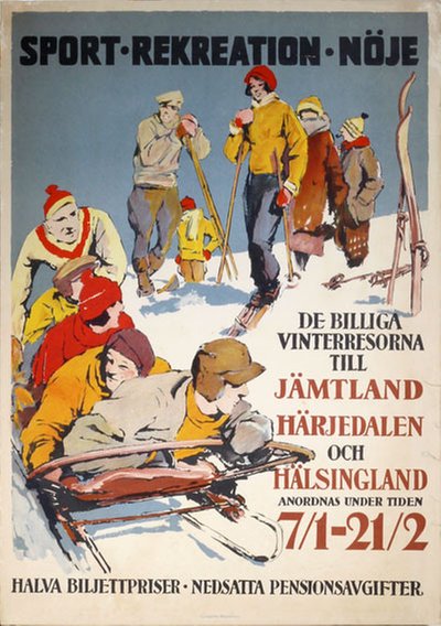 Sport Rekreation Nöje - Jämtland Härjedalen Hälsingland original poster 