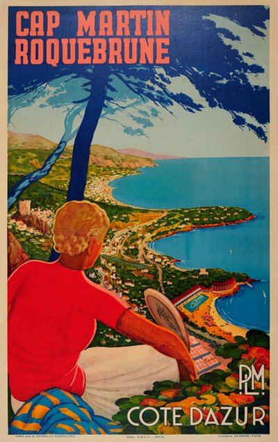 Cap Martin Roquebrune PLM Côte d'Azur - France original poster designed by Rebroin-Tack