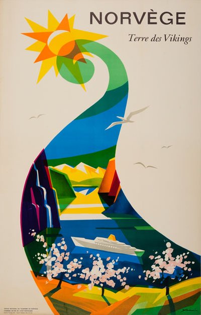 Norvège - Terre des vikings original poster designed by Yran, Knut (1920-1998)