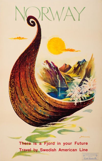 Norway - There is a fjord in your future original poster designed by Yran, Knut (1920-1998)
