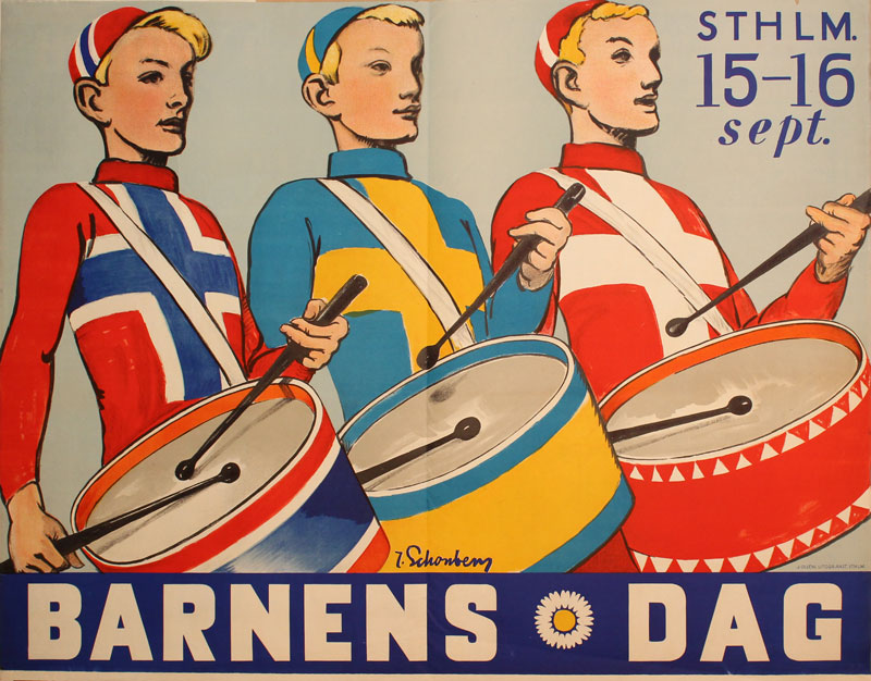Barnens Dag Stockholm original poster designed by Schonberg, Torsten (1882-1970)