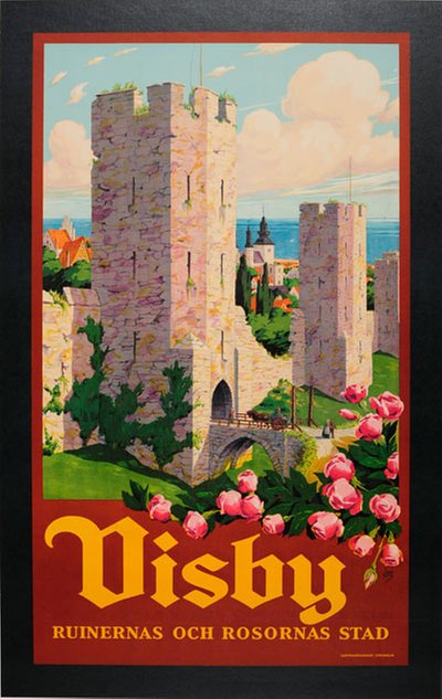 Visby - Ruineras och rosornas stad original poster designed by Ivar Gull