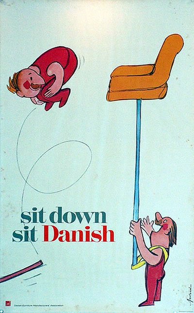 sit down - sit Danish original poster designed by Antoni, Ib (1929-1973)