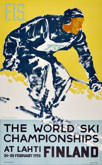 FIS World Ski Championships Lahti Finland 1938  original poster designed by Björklind, Hans Oskar (1908-1969)