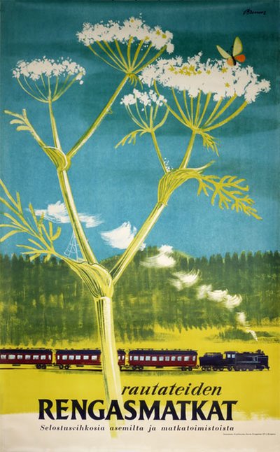 Finland - Rautateiden Rengasmatkat original poster designed by Bruun, Erik (1926-)