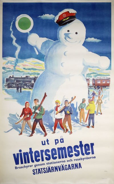 Finland - ut på vintersemester original poster designed by Oksanen, Osmo K.(1916-1978)