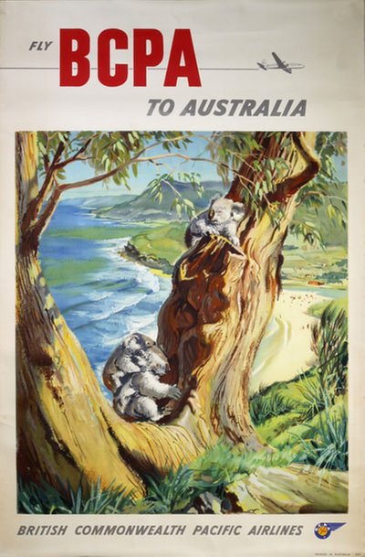 Fly BCPA To Australia original poster designed by K. Howland