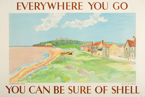 Llanstephan Castle Wales - Shell poster original poster designed by Enslin Hercules Du Plessis  (1894-1978)
