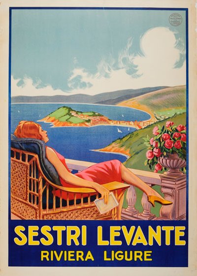 Italy Sestri Levante Riviera Ligure original poster designed by Filippo Romoli (1901-1969)?