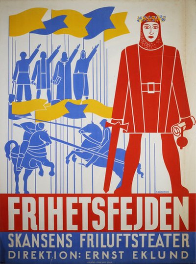 Frihetsfejden Skansen Friluftsteater Stockholm original poster designed by Skawonius, Sven Erik (1908-1981)