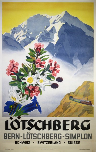 Lötschberg - Schweiz Switzerland Suisse original poster designed by Bieber, Armin (1892-1970)
