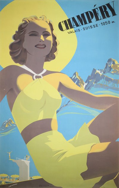 Champéry - Valais Suisse 1050m - Switzerland original poster designed by Peikert, Martin (1901-1975)