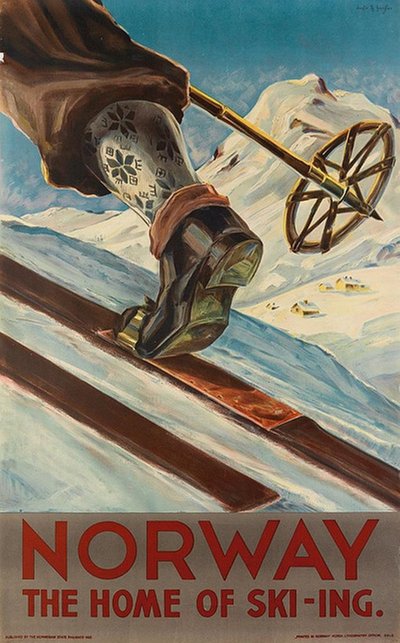 Norway the home of skiing original poster designed by Dagfin Th. Hanssen
