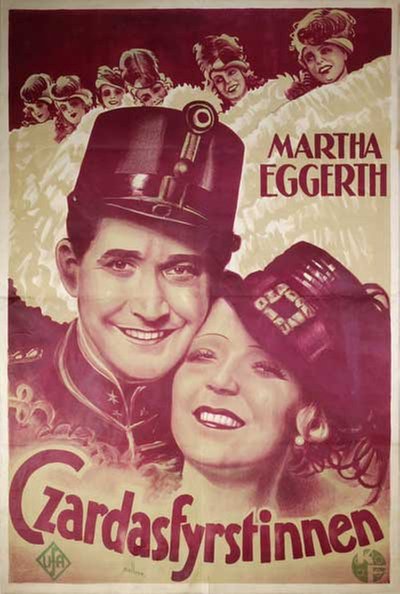 Czardasfyrstinnen (Die Czardasfürstin) original poster designed by Røhder, Niels (Pedersen) (1895-1969)