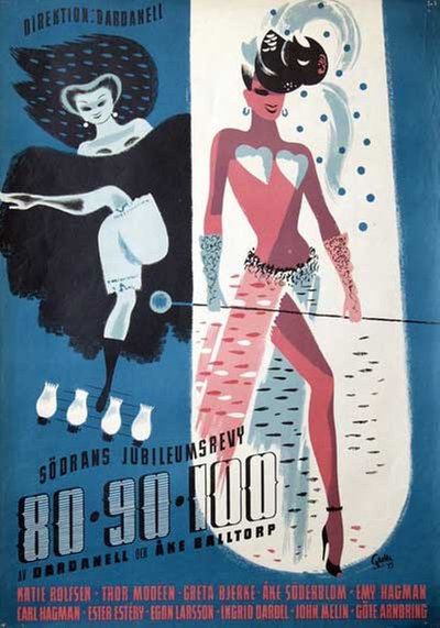 Södrans Jubileumsrevy 80-90-100 original poster designed by Gavler
