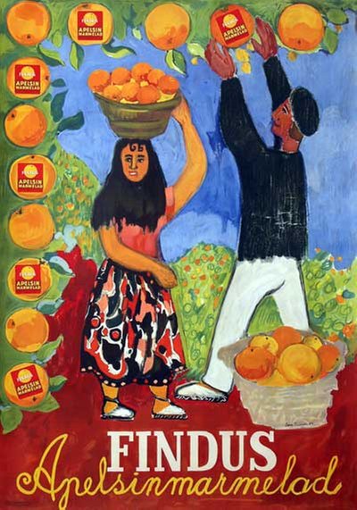 Findus Apelsinmarmelad original poster designed by Erixson, Sven (1899-1970)