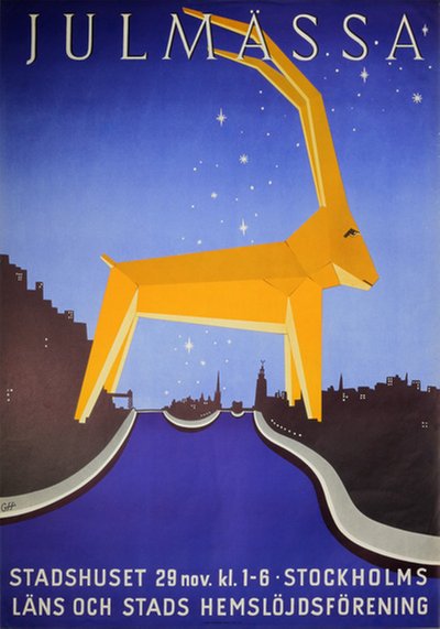 Julmässa Stadshuset Stockholm 1942 original poster designed by GH