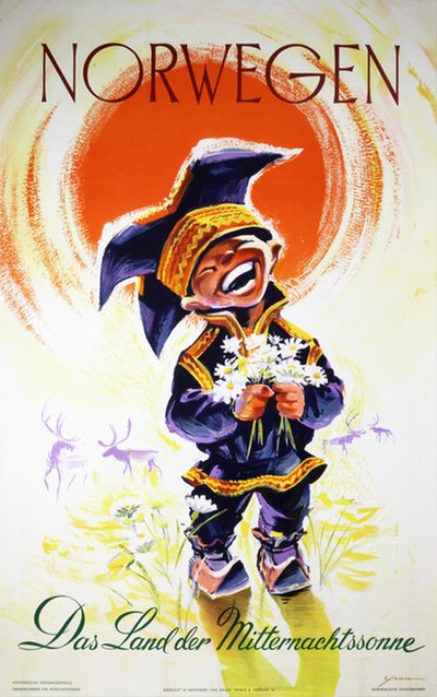 Norwegen - Das Land der Mitternachtssonne original poster designed by Yran, Knut (1920-1998)