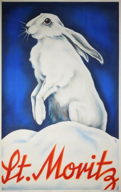 St. Moritz - winter bunny original poster designed by Diggelmann, Alex Walter (1902-1987)