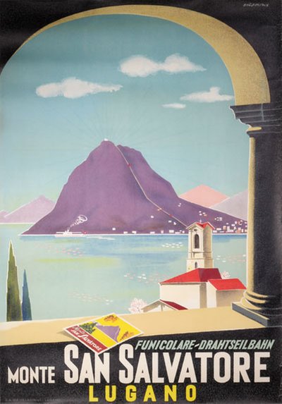 Monte San Salvatore Lugano Funicolare original poster designed by Barberis, Franco (1905-1992)
