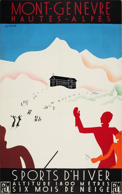 Mont-Genevre - Hautes-Alpes Sports D'Hiver France original poster designed by Brusset, Paul (1914-1985)