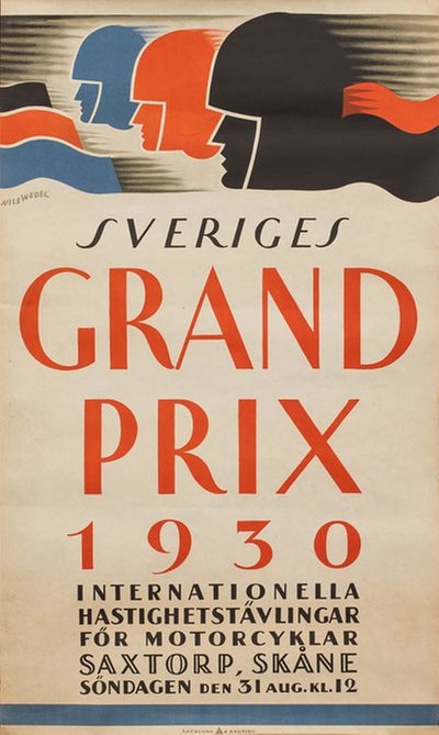 Sveriges Grand Prix 1930 original poster designed by Wedel, Nils (1897-1967)