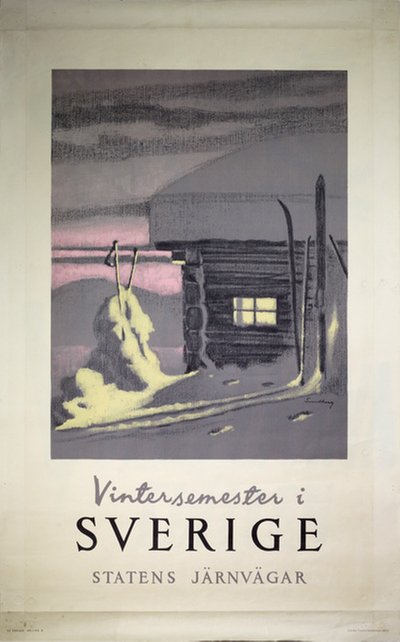 Vintersemester i Sverige Statens Järnväger original poster designed by Sundberg, Per (1915-2008)