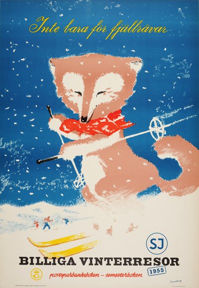 SJ 1955 Billiga Vinterresor  original poster designed by Sundberg, Per (1915-2008)