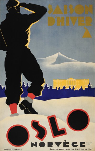 Norvège - Saison d'hiver à Oslo original poster designed by Huszár, Bert (1878–1935)