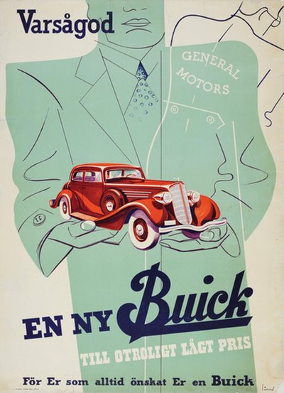 General Motors Buick 1934 Victoria Coupe original poster designed by Linné, Eric (1905-1995)