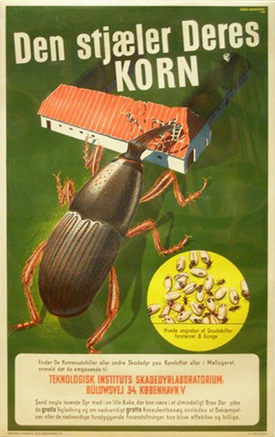 Den stjæler Deres KORN original poster designed by Rasmussen, Aage (1913-1975)