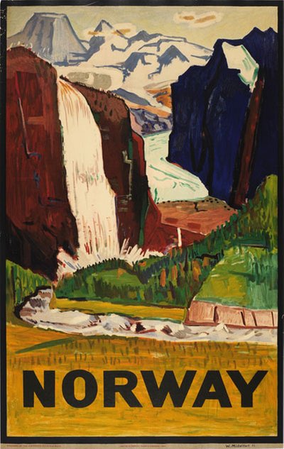 Norway original poster designed by Midelfart, Johan Wilhelm (Willi) (Willy) (1904-1975)
