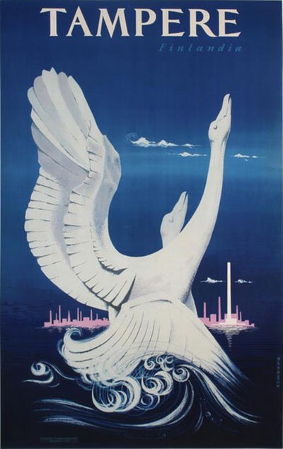 Tampere Tammerfors Finland original poster designed by Timberg, Urpo (1930-)