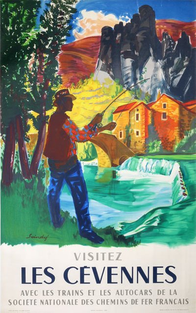 Visitez Les Cévennes France original poster designed by Saindre