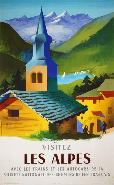 Visitez Les Alpes - France original poster designed by Garamond, Jacques Nathan (1910-2001)