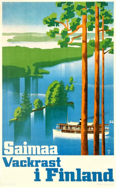 Saimaa - Vackrast i Finland original poster designed by Paul Söderström (1910-1999) & Göran Englund (1911-1940)