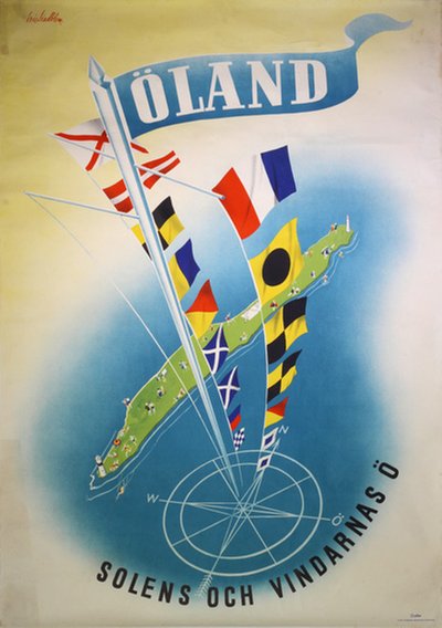 Öland Solen och Vindarnäs Ö original poster designed by Lindblom, Eric
