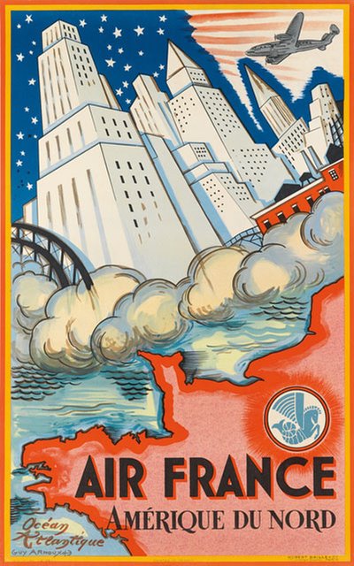 Air France - Amérique du Nord 1946 original poster designed by Arnoux, Guy (1890-1951) 