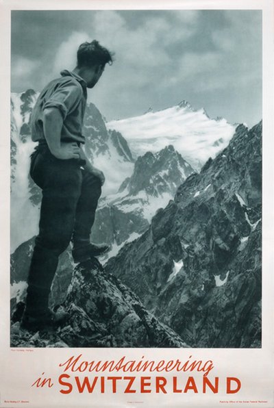 Mountaineering in Switzerland original poster designed by Photo: Darbellay, Oscar